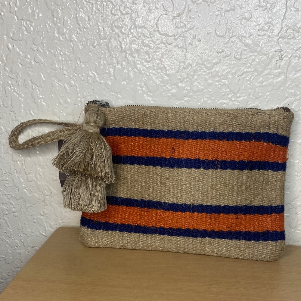 J. Jill Tan and Navy Striped Clutch